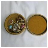 Round Fabric-Covered Italian Box with Jewelry