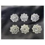 Six Clear Glass Butter Holders