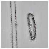Silver Chain and Bracelet Set