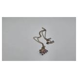 Sterling Silver Necklace with Purple Stones