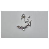 Silver Necklace with Colorful Gemstones