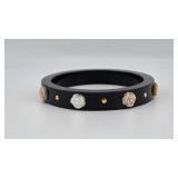 Black Bangle With 14K Gold Accents