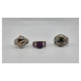 Three Sterling Silver Rings
