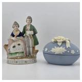 Occupied Japan Figurine and Lidded Box Set
