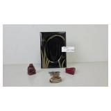 Black Vase and Four Decorative Items Set