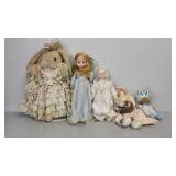 Five Dolls and Plush Figures