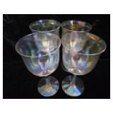 Four Iridescent Glass Goblets