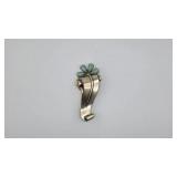 Sterling Silver Brooch With Turquoise Accents