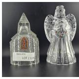 24% Lead Crystal Angel and Church Figurines