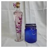 Ornamental Glass Bottle and Blue Jar