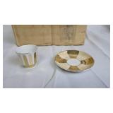 Gold and White Demitasse Cups with Saucers