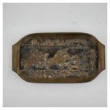 Bronze Tray With Hunting Scene Relief