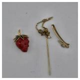 Trifari Strawberry Pin with Two Pins