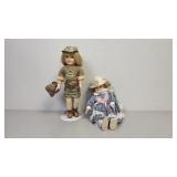 Two Porcelain Dolls with Stands