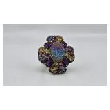 Sterling Silver Multigem Ring with Druzy