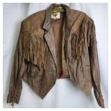 Brown Fringe Leather Jacket by G-III