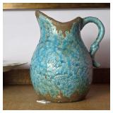 Turquoise Crackle Glaze Ceramic Pitcher