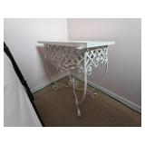 White Wrought Iron and Wood Console Table