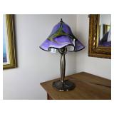 Purple Glass Table Lamp With Brass Base