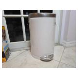White and Stainless Steel Step Trash Can