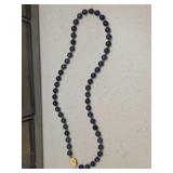 Lapis Lazuli Bead Necklace With 925 Clasp