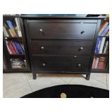 Three-Drawer Wooden Chest in Dark Finish