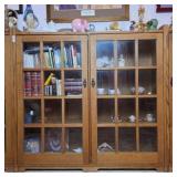 Oak Bookcase Cabinet With Glass Doors