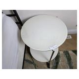 Two-Tier White Round Rolling Table