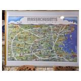 Framed Massachusetts Technology Map Poster