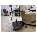 Two-Tier Glass and Metal Round Cart