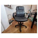 Black Leather Office Chair on Wheels