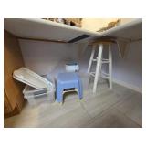 Plastic Storage Bins and Stools Lot