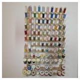Spool Rack with Assorted Thread Collection