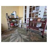 Red Metal Cart, Table, and Shelving Unit