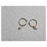 14K Gold Hoop Earrings with Pearls