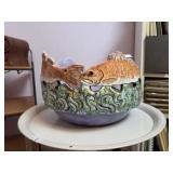 Hand-Painted Ceramic Bowl with Fish Motif