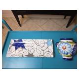 Spanish Ceramic Urn and Crate & Barrel Platter