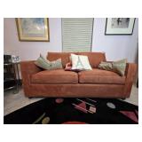 Terracotta Suede Two-Seat Sofa