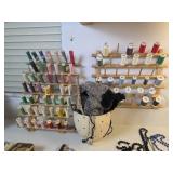 Wooden Thread Racks and Assorted Items