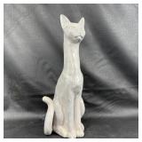 Tall Ceramic Cat Figurine in Gray Tone