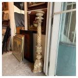 Ornate Gilded Wooden Pedestal Column