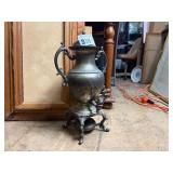 Metal Urn With Lid and Ornate Base