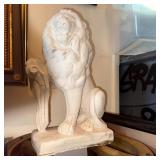 Concrete Lion Sculpture on Base