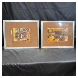 Two Framed Abstract Paintings on Paper