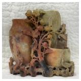 Hand-Carved Chinese Soapstone Double Vase