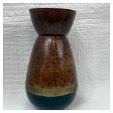 Antique Wooden Vase With Brass Band