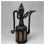 Vintage Chinese Pewter Teapot with Glass Panels
