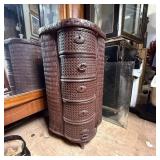 Wicker-Style Brown Chest With Four Drawers