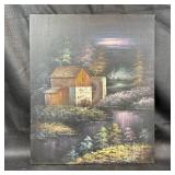 Signed Oil Painting of a Watermill Scene