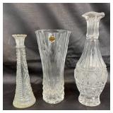 3 Crystal Vases by Various Makers